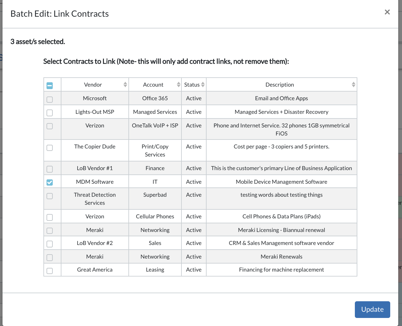 contract list