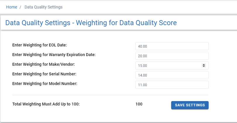 data quality settings