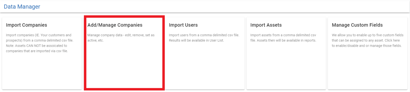 screengrab of add/manage companies