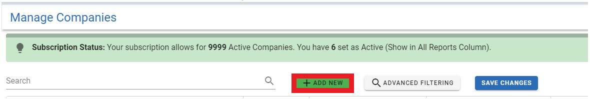 screengrab of add new company button highlighted