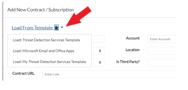 template list dropdown