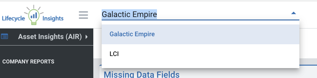 Drop down list showing two companies